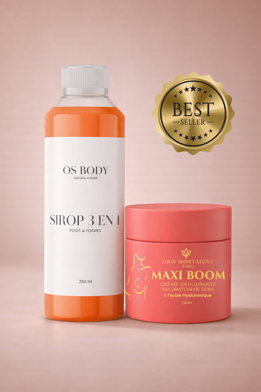 DUO COURBES & POITRINE - Sirop 3 en 1 + Crème MAXI BOOM Volumateur de Seins